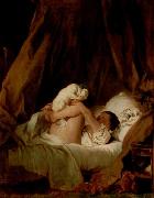 Madchen im Bett, Jean-Honore Fragonard
